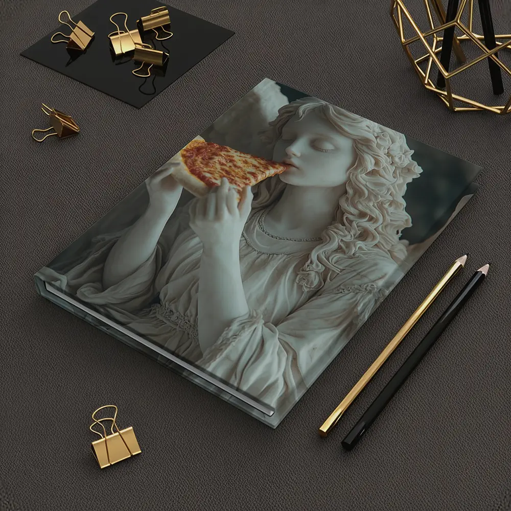 Angel Statue Eating Pizza Slice Art – Notebooks