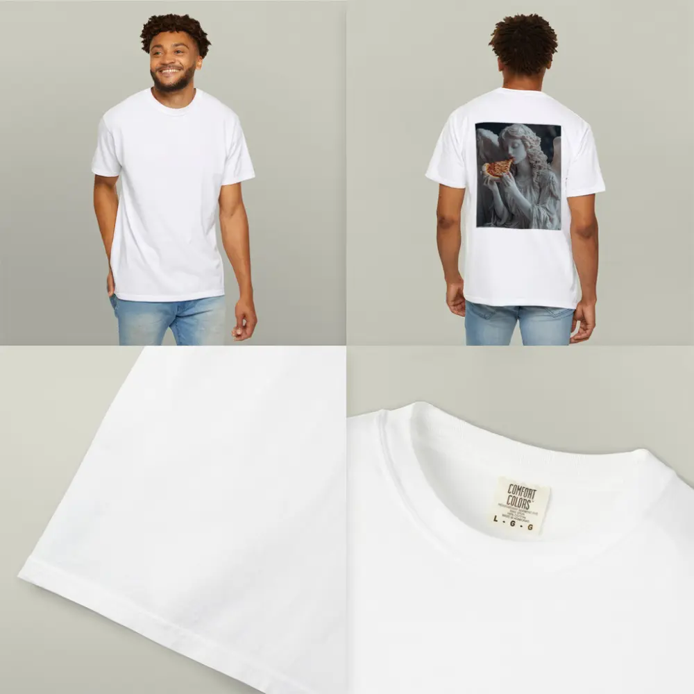 Angel Statue Eating Pizza Slice Art – T-Shirts