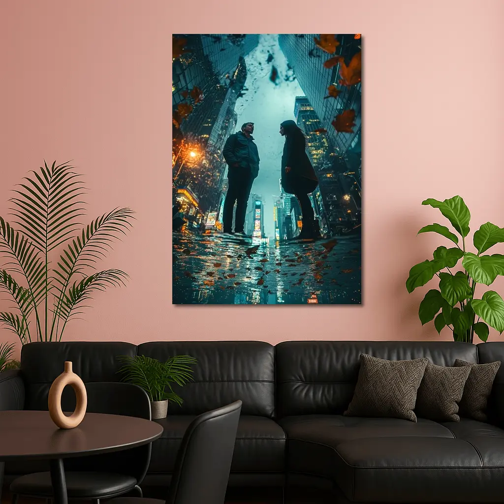 Couple Facing Each Other Rainy New York City – Wall Art