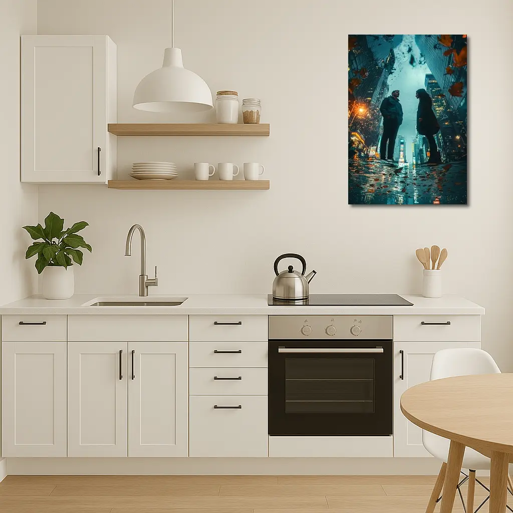 Couple Facing Each Other Rainy New York City – Wall Art
