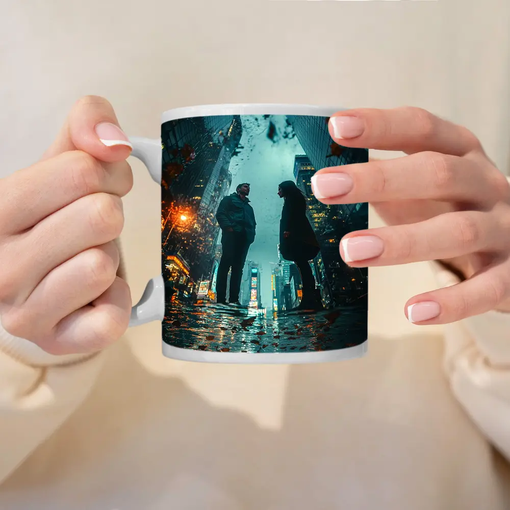 Couple Facing Each Other Rainy New York City – Mugs