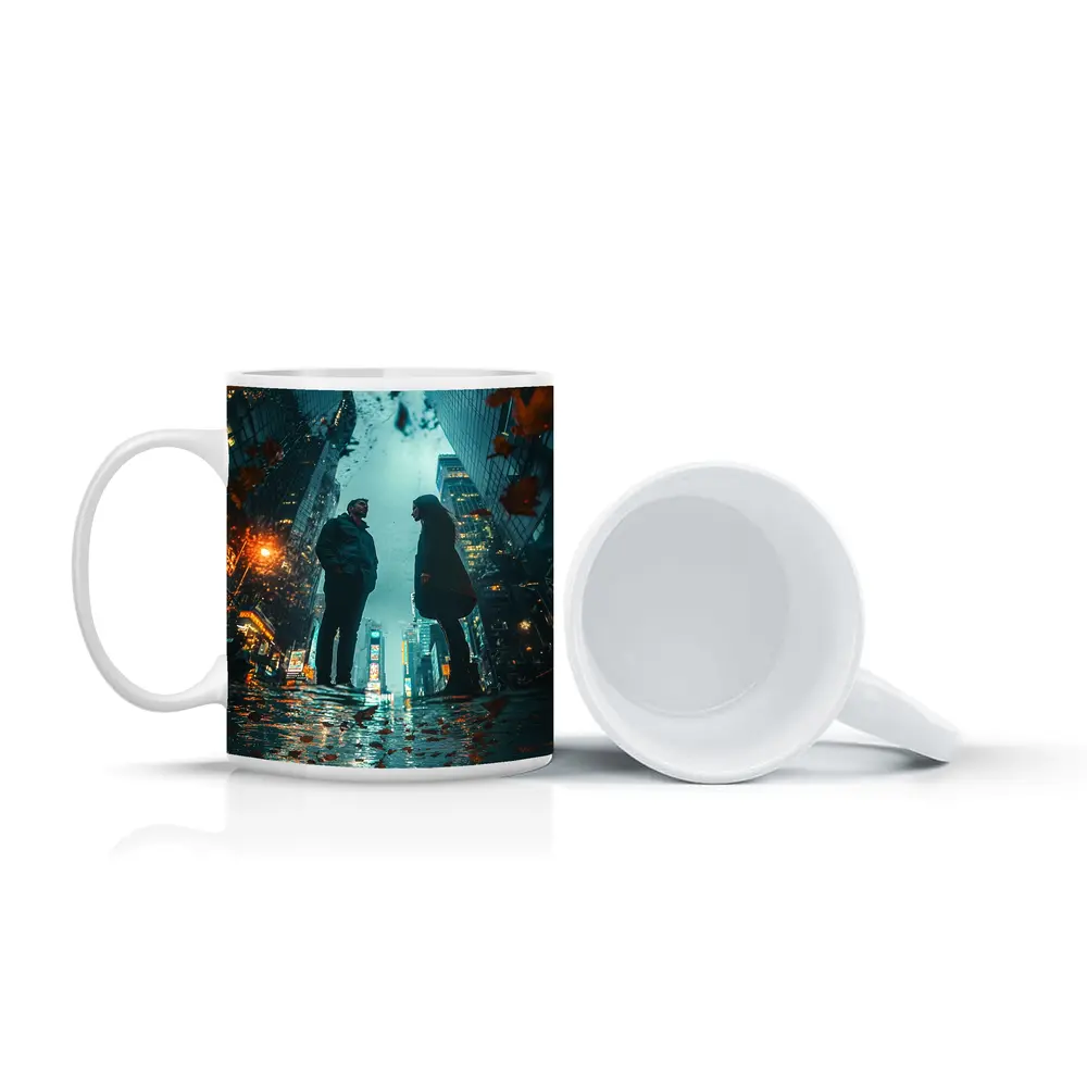 Couple Facing Each Other Rainy New York City – Mugs