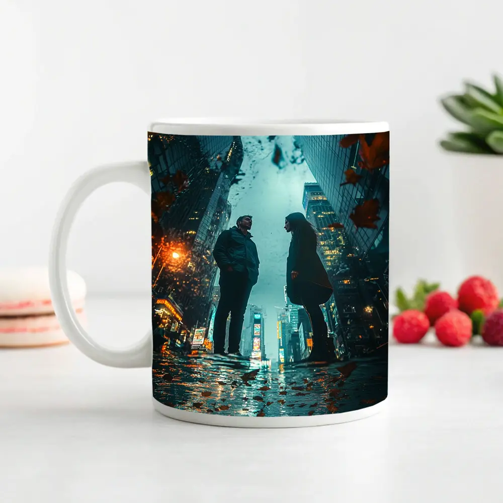 Couple Facing Each Other Rainy New York City – Mugs
