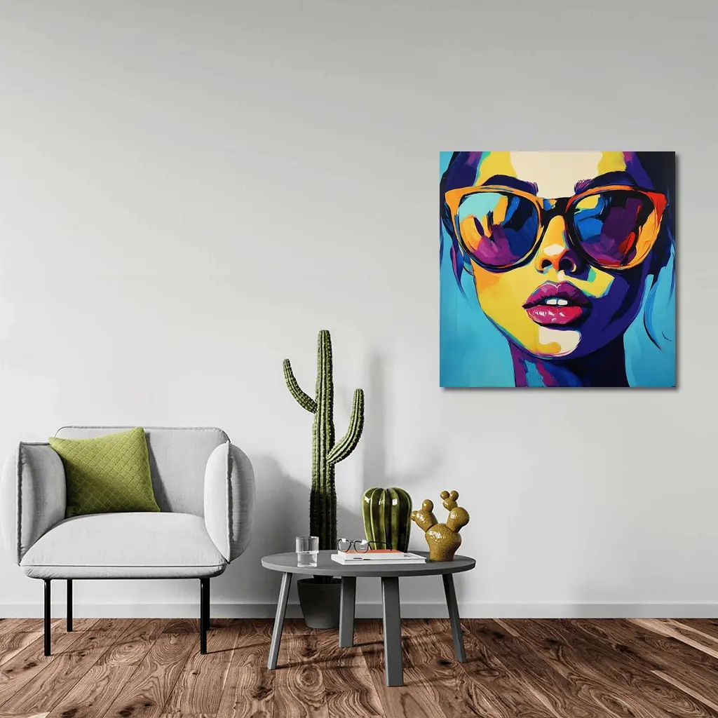 Pop Art Woman Portrait With Colorful Sunglasses – Wall Art
