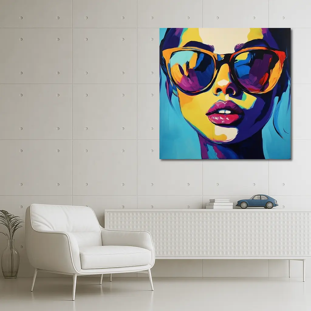 Pop Art Woman Portrait With Colorful Sunglasses – Wall Art