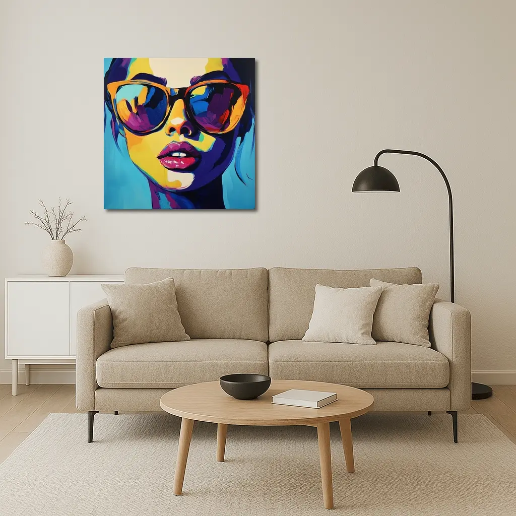 Pop Art Woman Portrait With Colorful Sunglasses – Wall Art