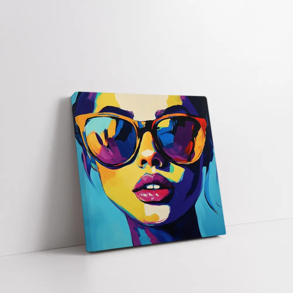 Pop Art Woman Portrait With Colorful Sunglasses – Wall Art
