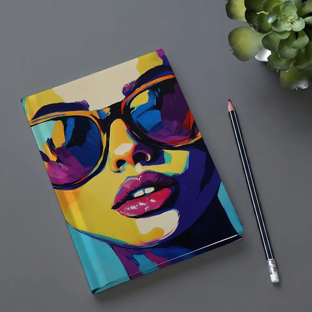Pop Art Woman Portrait With Colorful Sunglasses – Notebooks