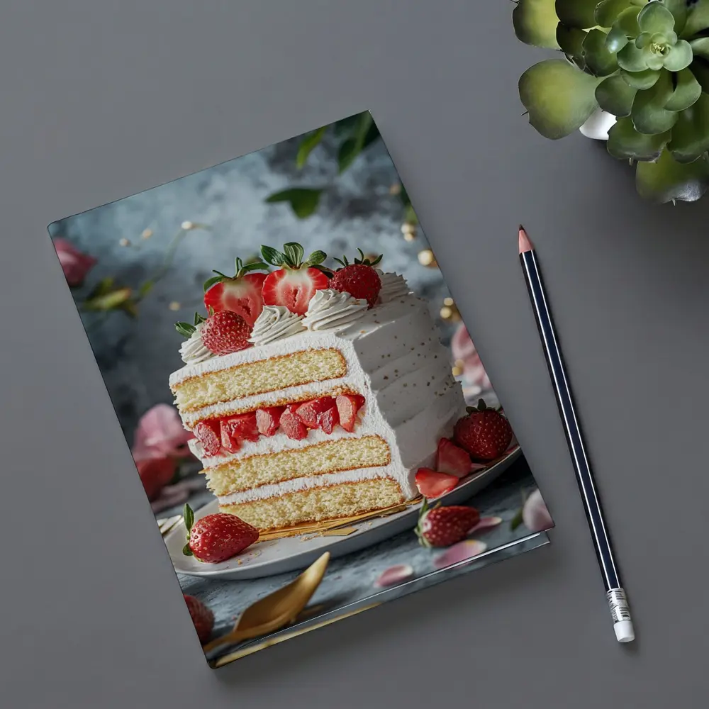 Strawberry Layer Cake White Cream Dessert – Notebooks