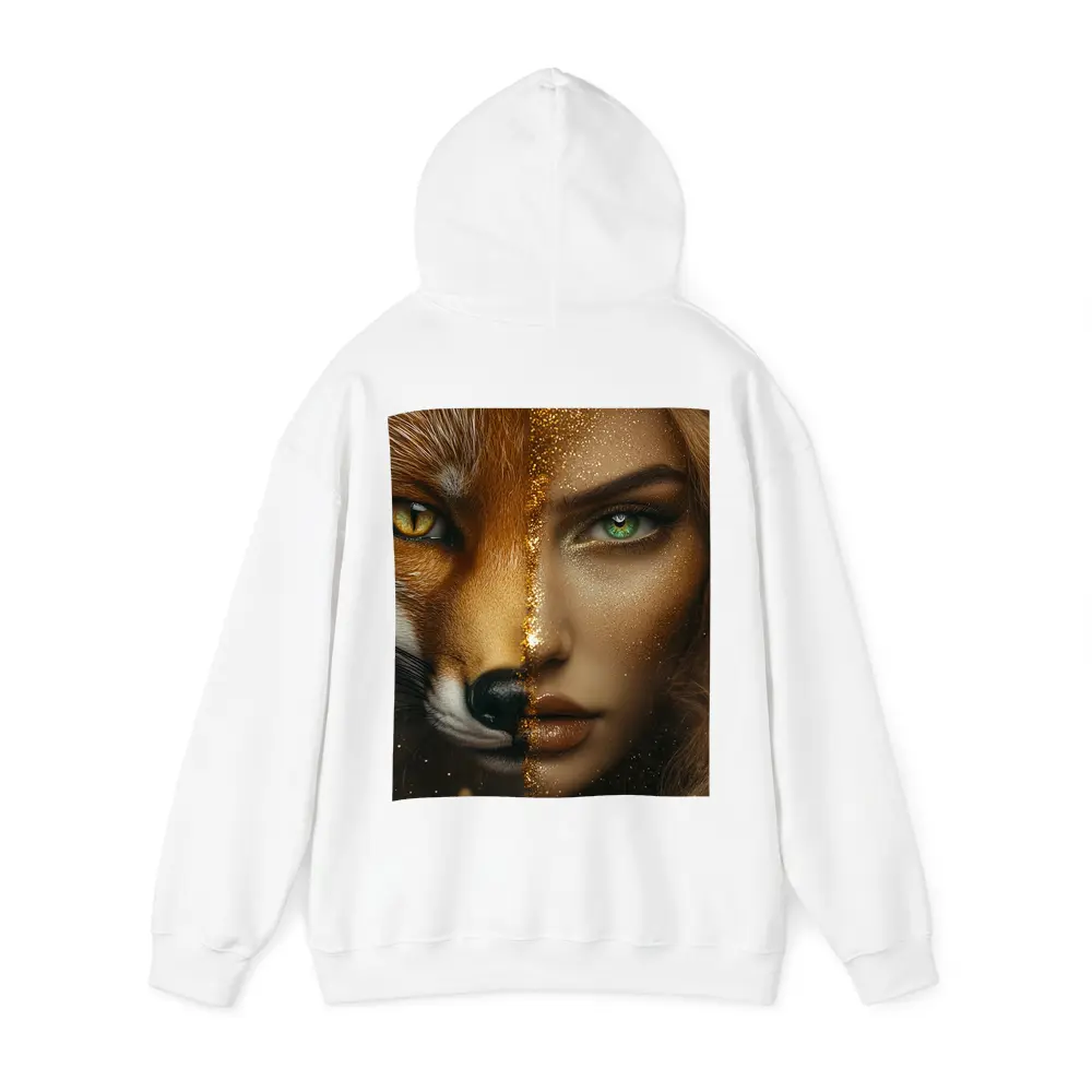Fox Woman Split Face Gold Glitter Art – Hoodies