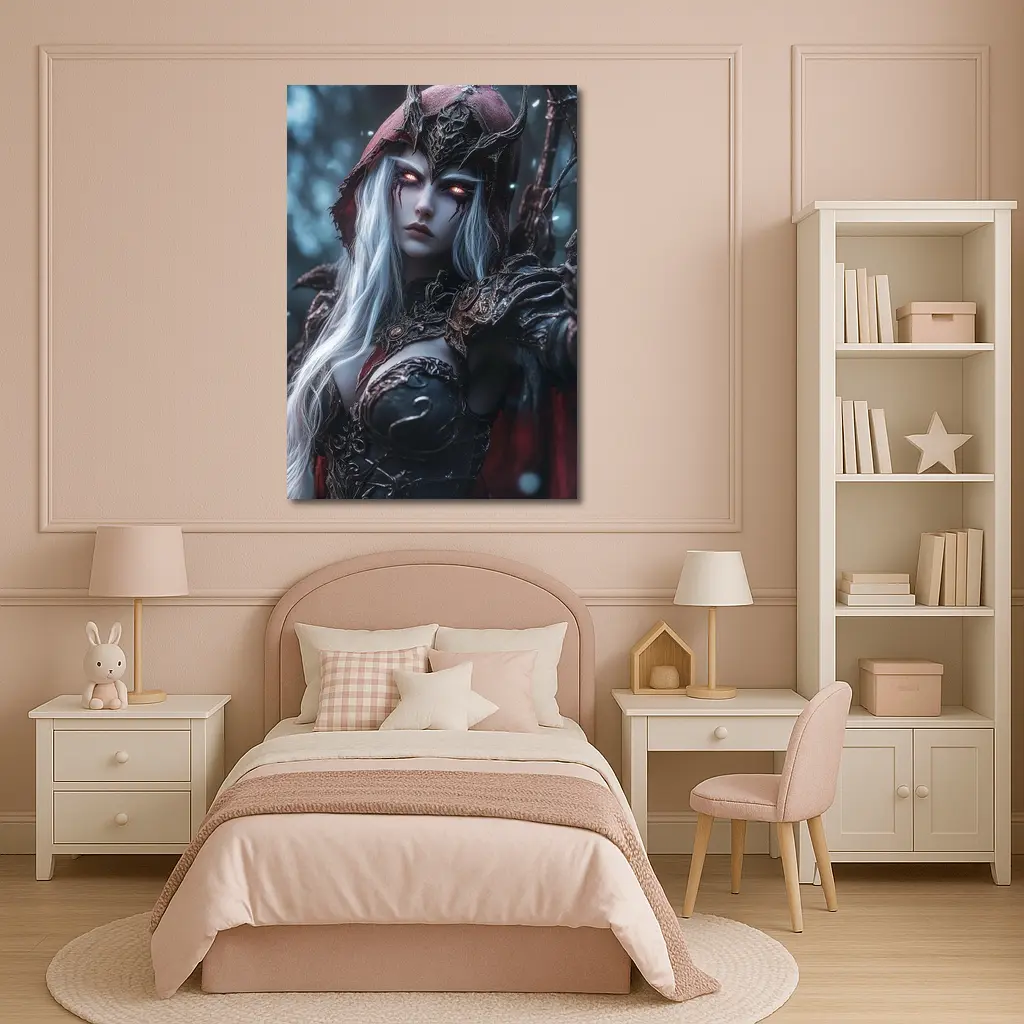Dark Elf Warrior Queen Snowy Forest – Wall Art