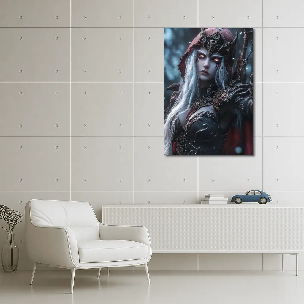 Dark Elf Warrior Queen Snowy Forest – Wall Art