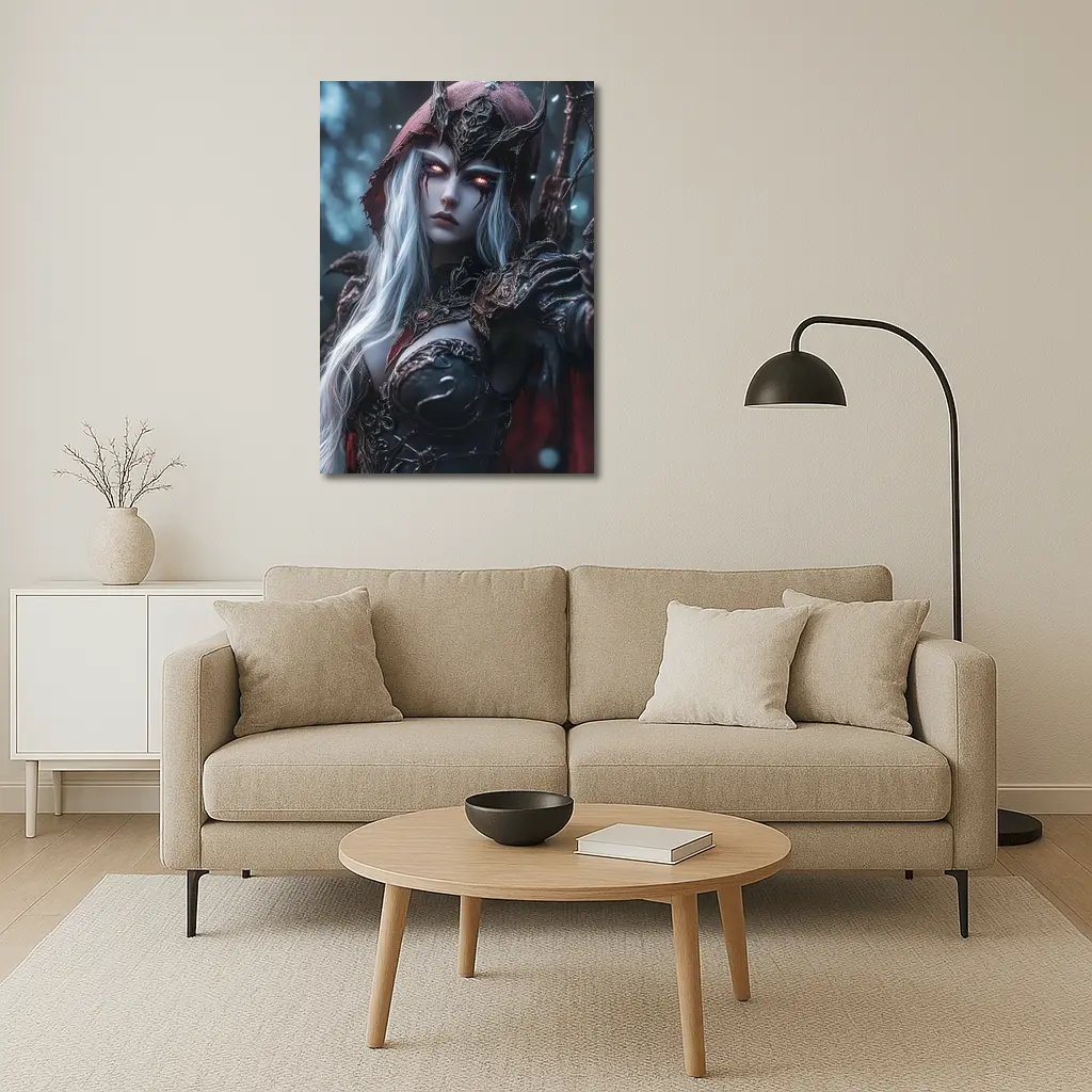 Dark Elf Warrior Queen Snowy Forest – Wall Art