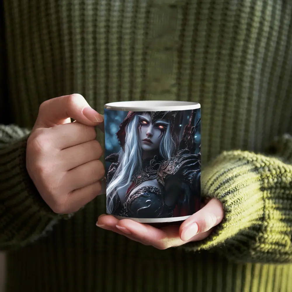 Dark Elf Warrior Queen Snowy Forest – Mugs