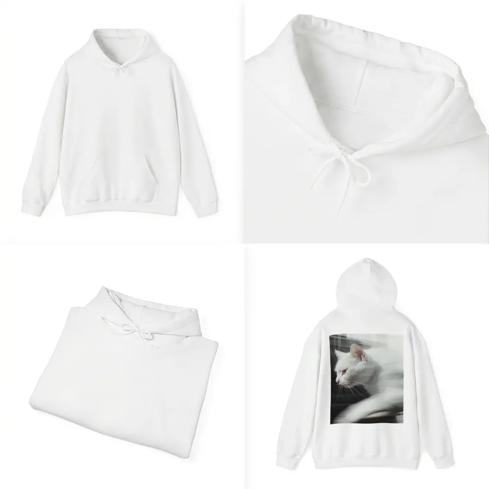 White Cat Resting By Window Light – Hoodies