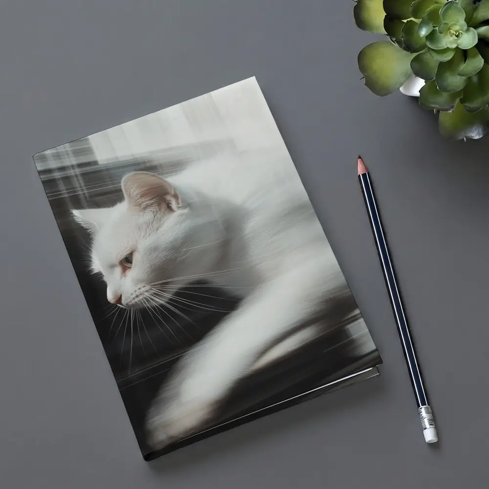 White Cat Resting By Window Light – Notebooks
