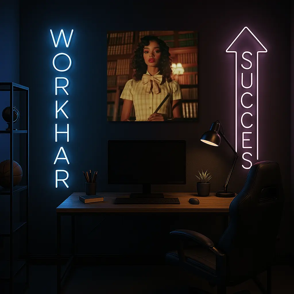 Young Woman Library Retro Dark Academia Portrait – Wall Art