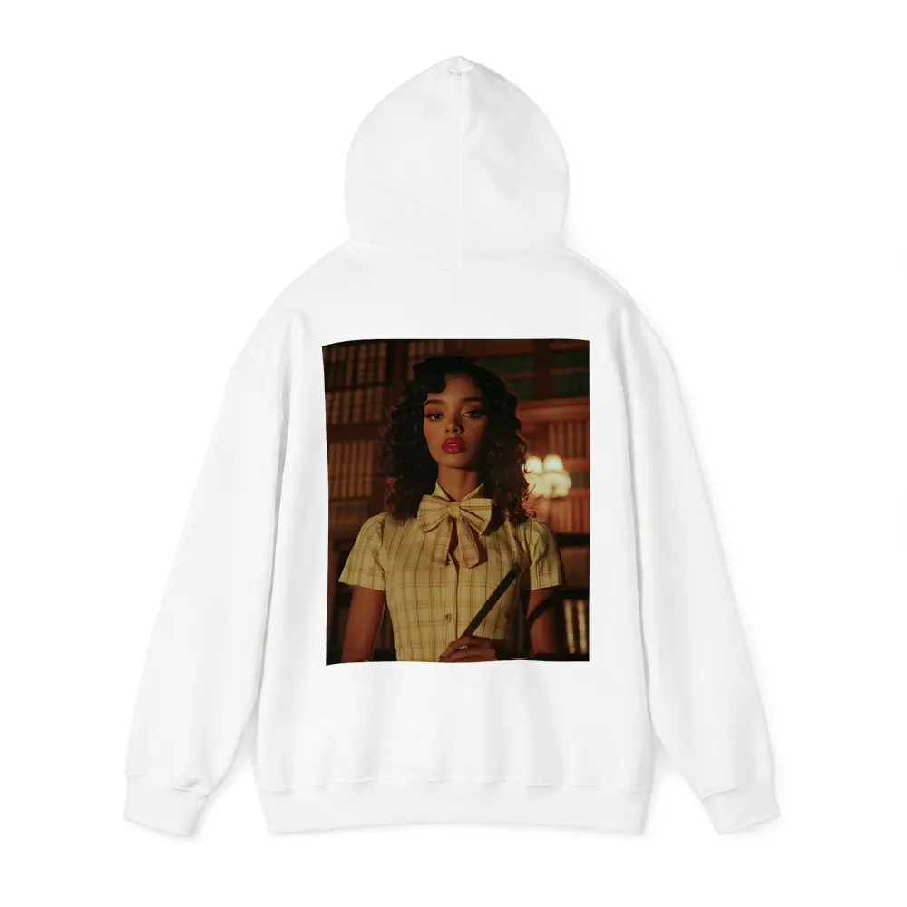 Young Woman Library Retro Dark Academia Portrait – Hoodies