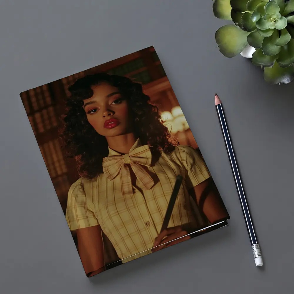 Young Woman Library Retro Dark Academia Portrait – Notebooks