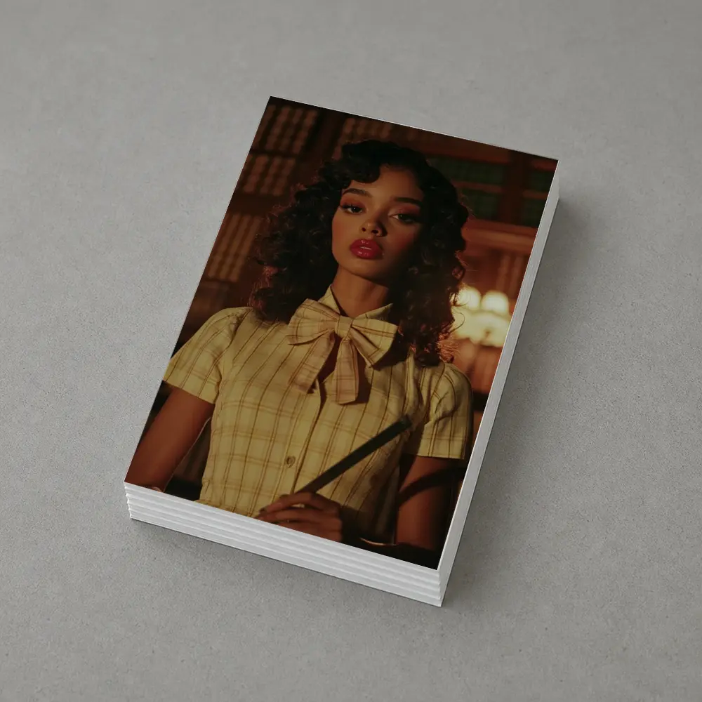 Young Woman Library Retro Dark Academia Portrait – Postcards