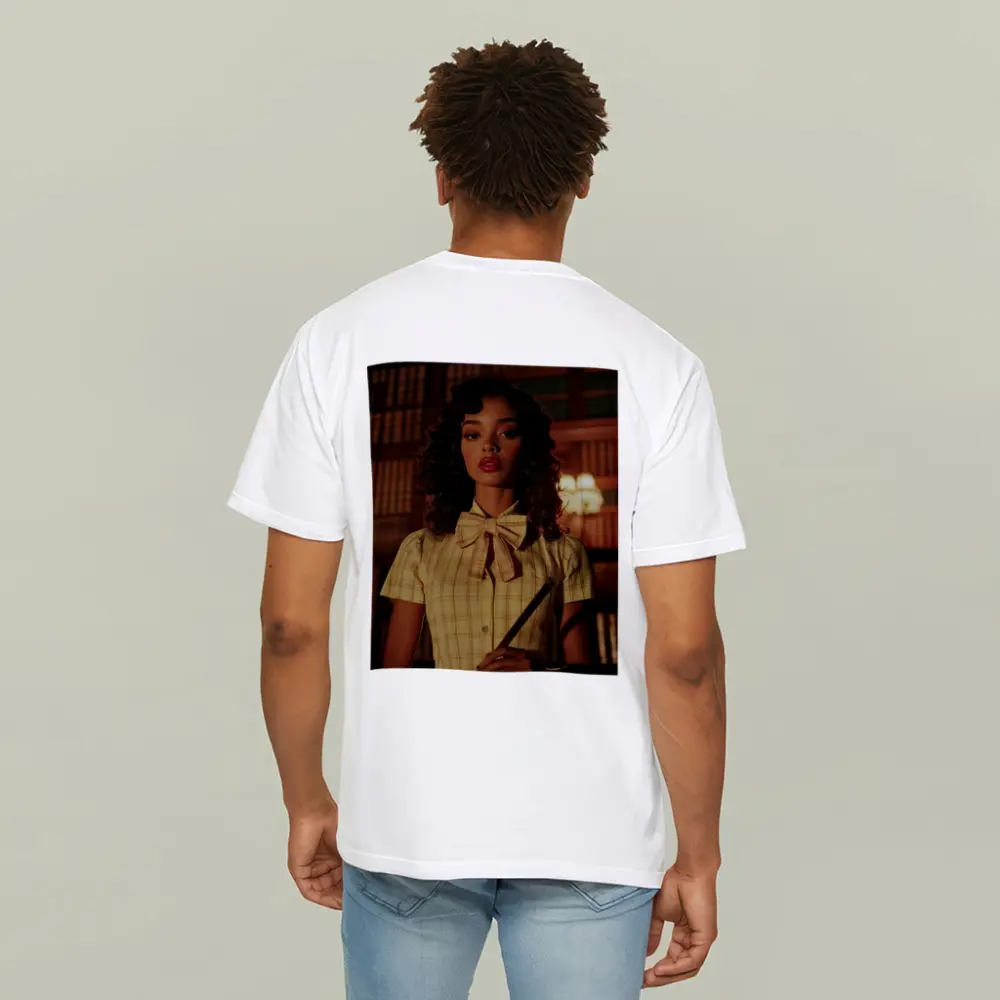 Young Woman Library Retro Dark Academia Portrait – T-Shirts