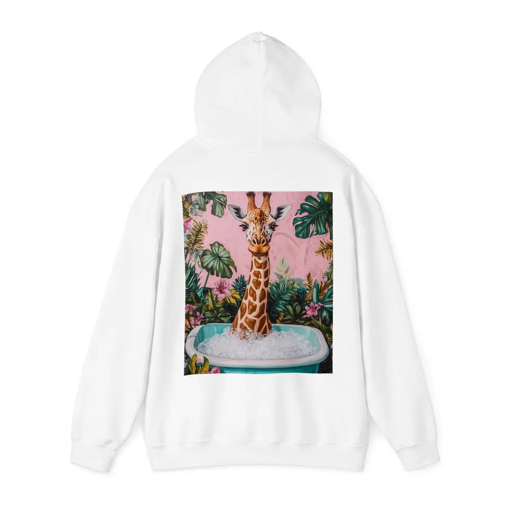 Giraffe Bathing Tropical Pink Floral Background – Hoodies