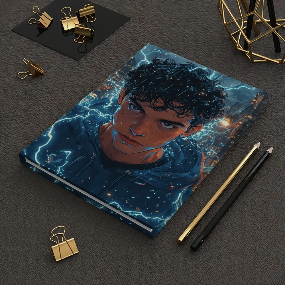 Anime Boy Lightning Storm Urban City Street – Notebooks