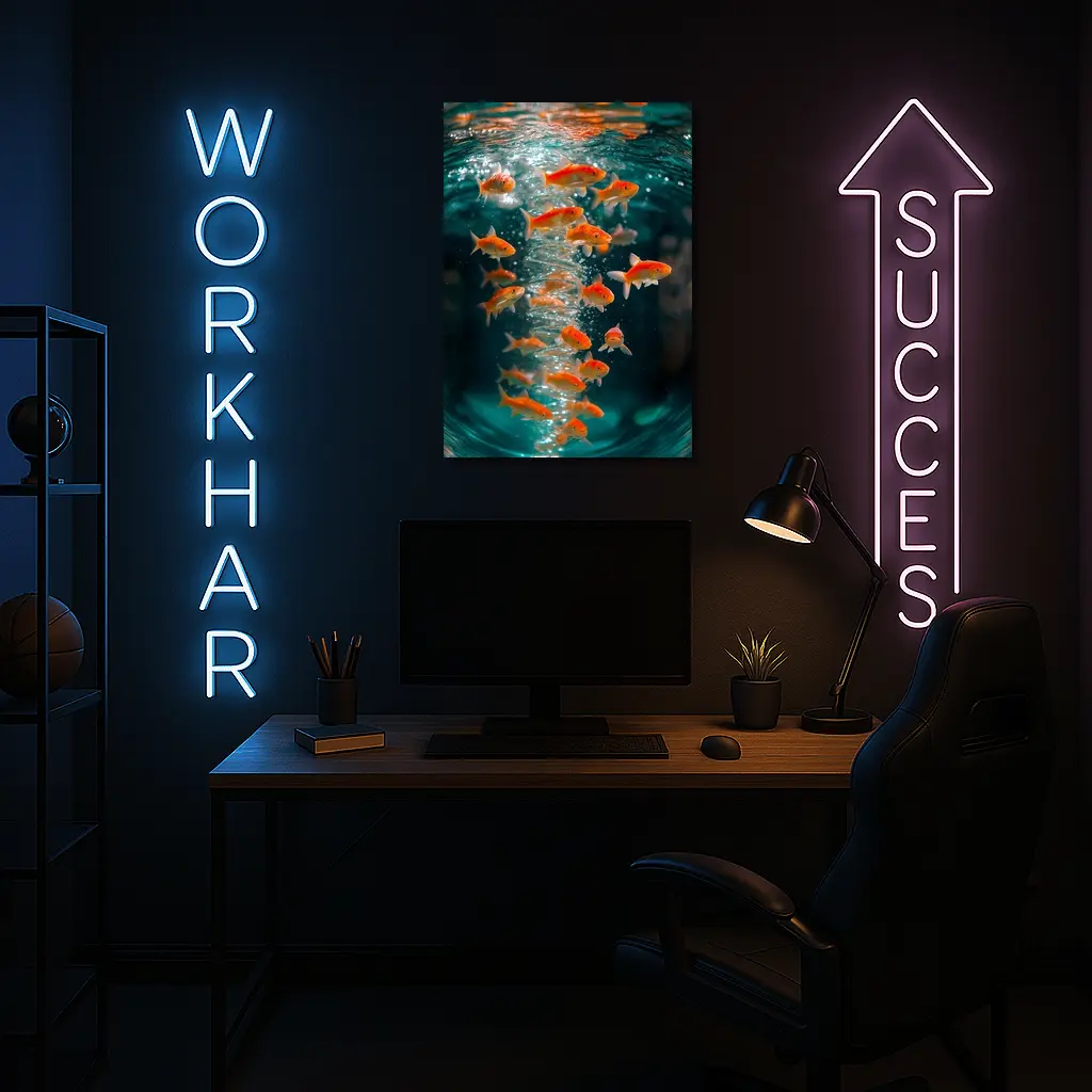 Goldfish Swimming in Teal Water – Wall Art