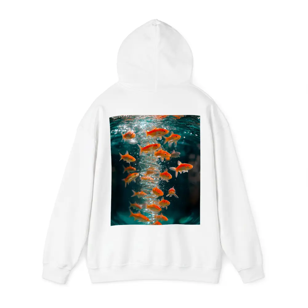 Goldfish Swimming in Teal Water – Hoodies