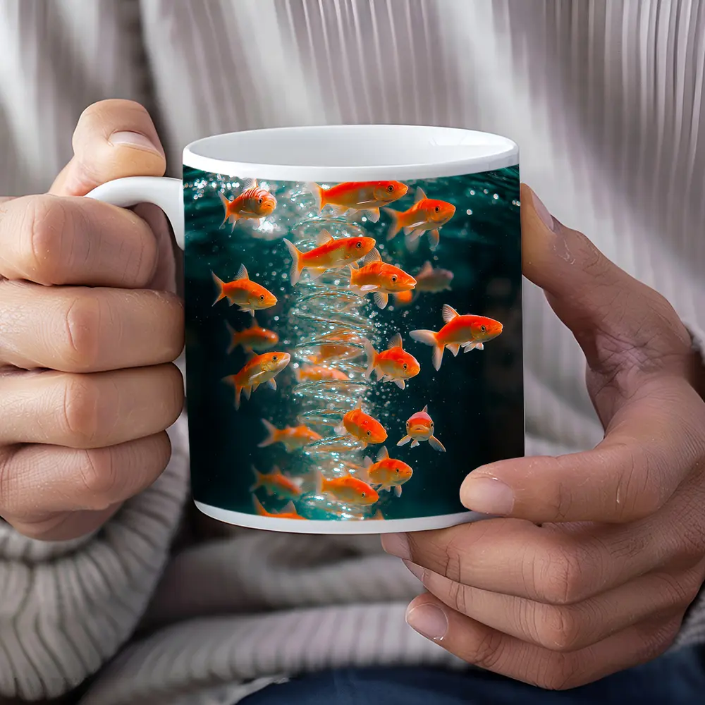 Goldfish Swimming in Teal Water – Mugs