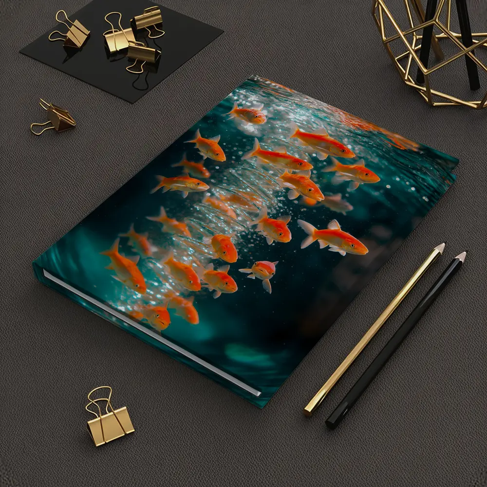 Goldfish Swimming in Teal Water – Notebooks