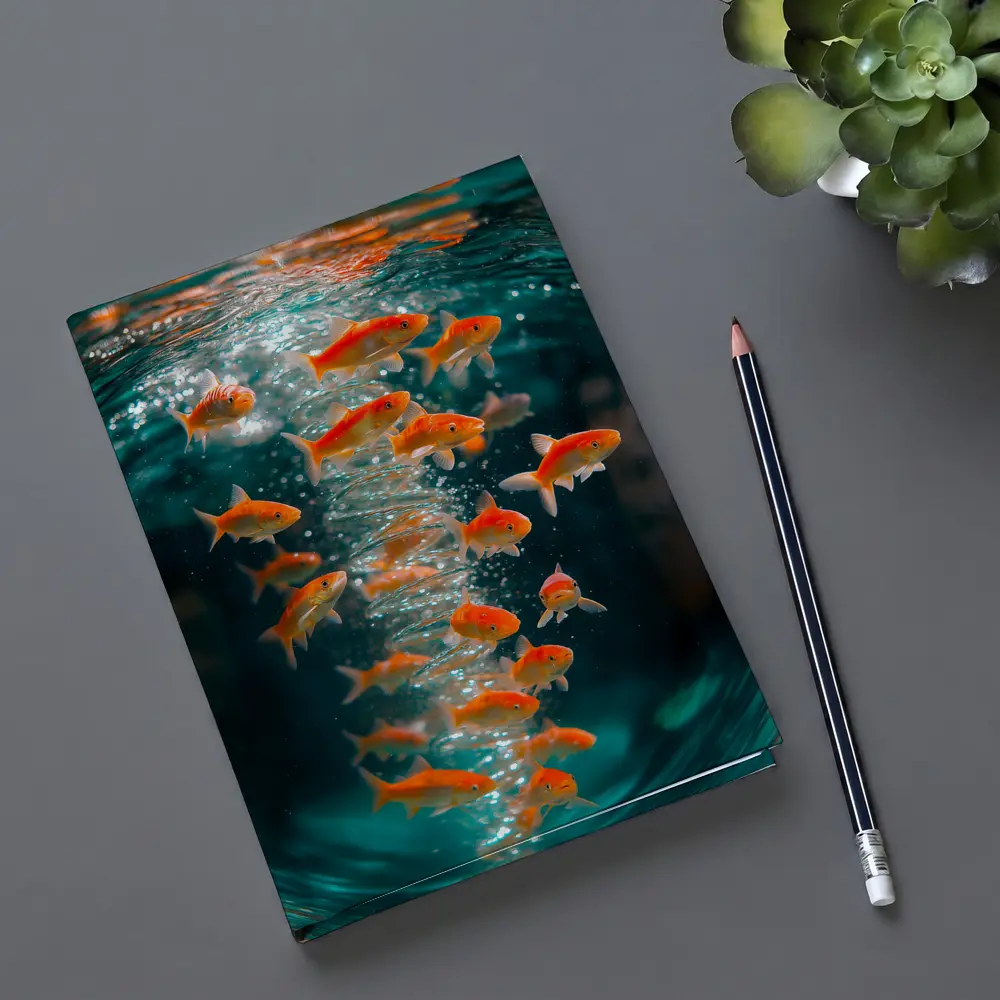 Goldfish Swimming in Teal Water – Notebooks