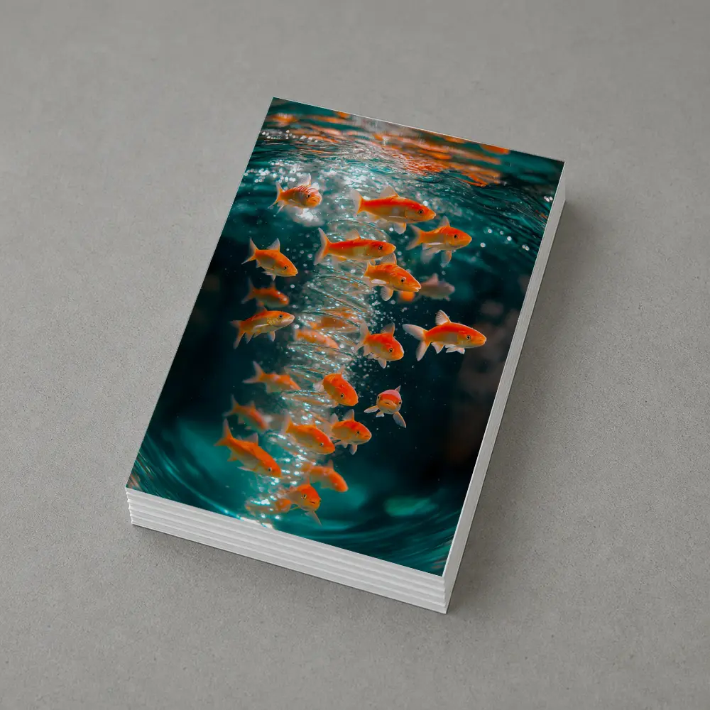Goldfish Swimming in Teal Water – Postcards