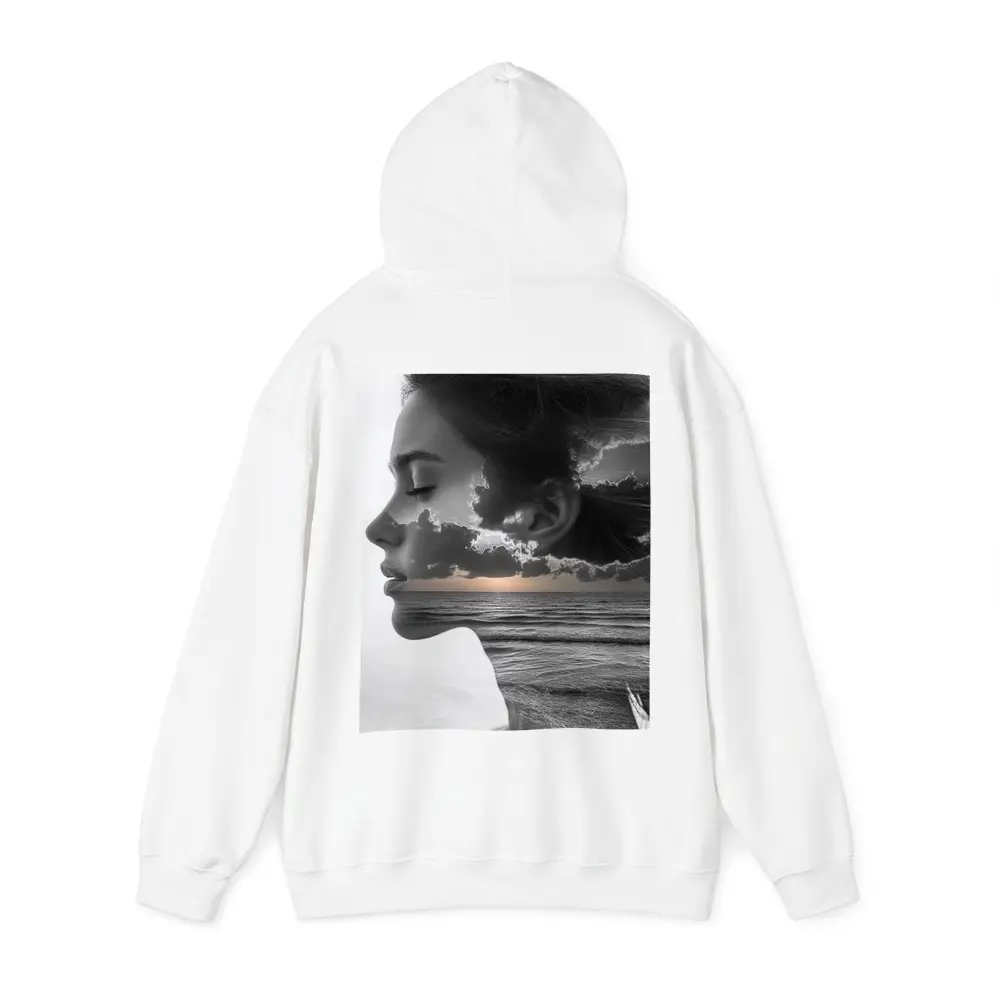 Black White Woman Double Exposure Ocean Sky – Hoodies