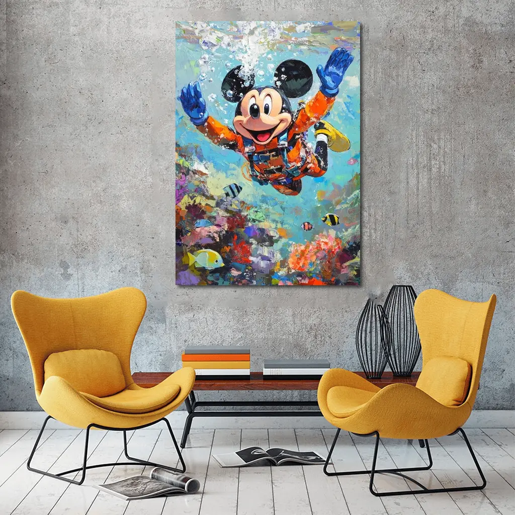 Mickey Mouse Scuba Diving Coral Reef Art – Wall Art