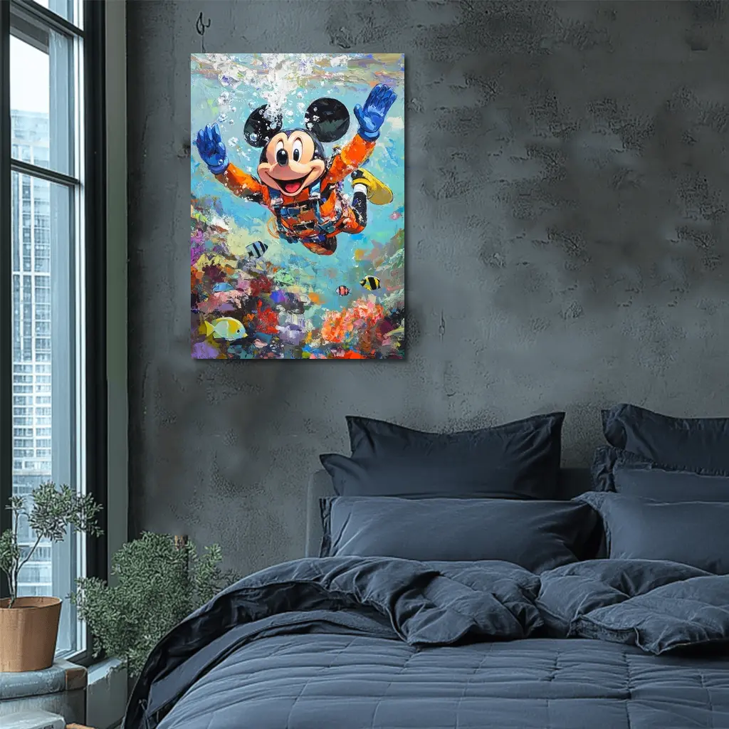 Mickey Mouse Scuba Diving Coral Reef Art – Wall Art