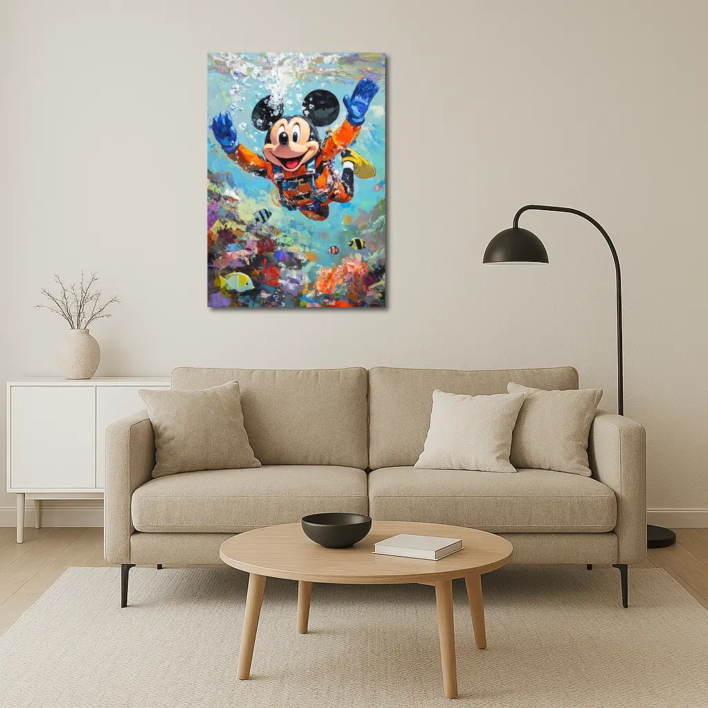 Mickey Mouse Scuba Diving Coral Reef Art – Wall Art