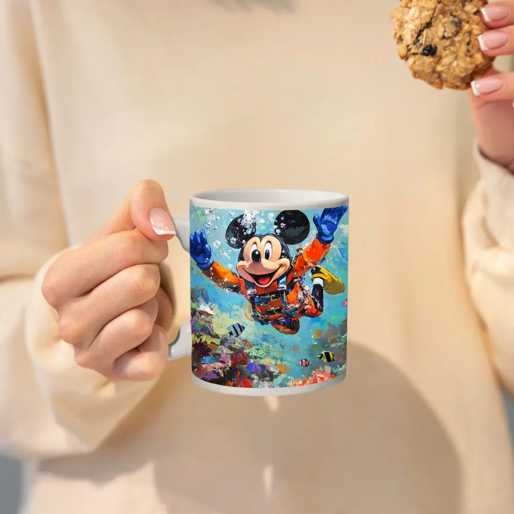 Mickey Mouse Scuba Diving Coral Reef Art – Mugs