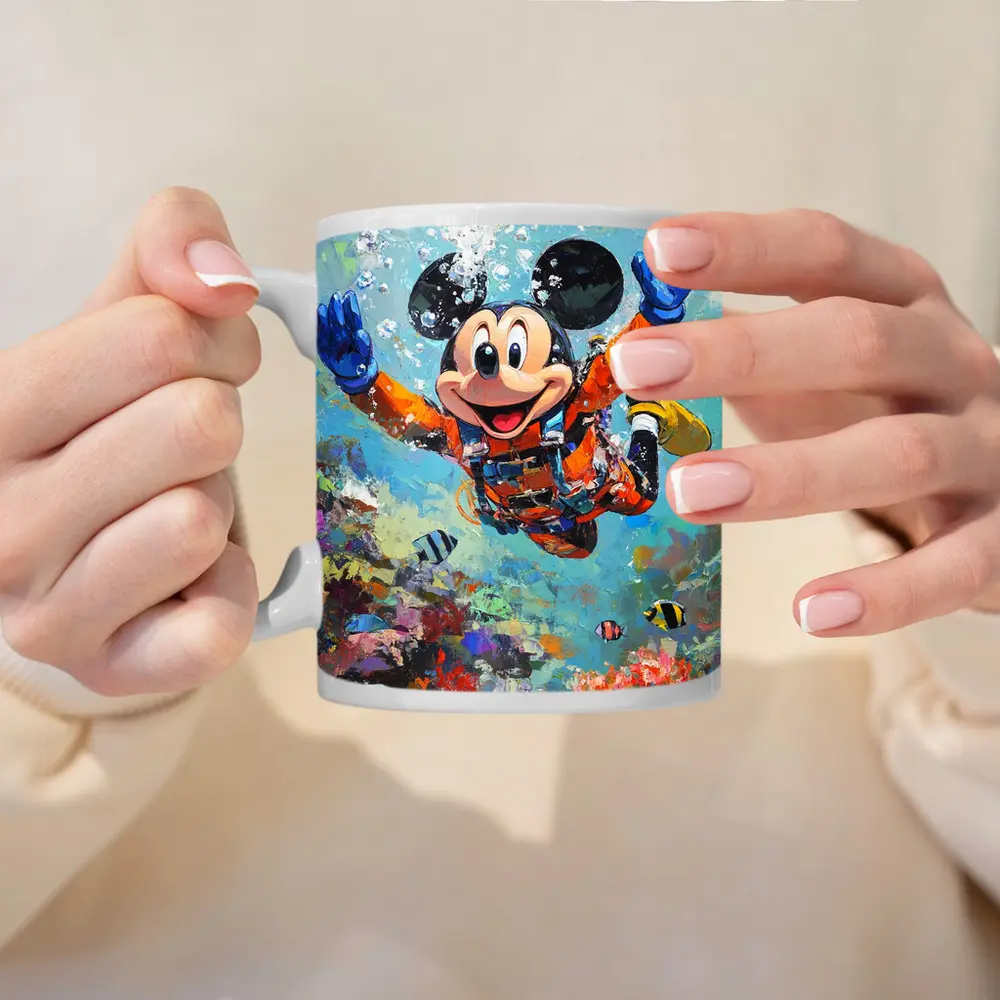 Mickey Mouse Scuba Diving Coral Reef Art – Mugs