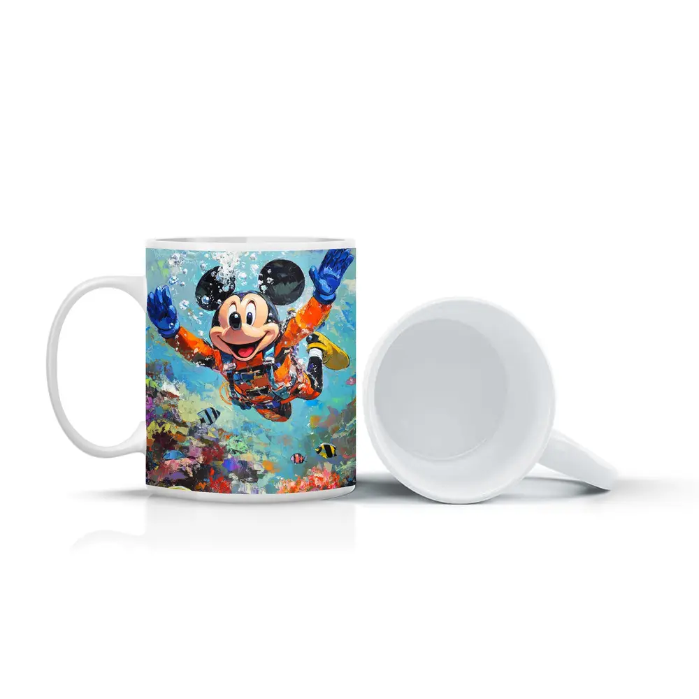 Mickey Mouse Scuba Diving Coral Reef Art – Mugs