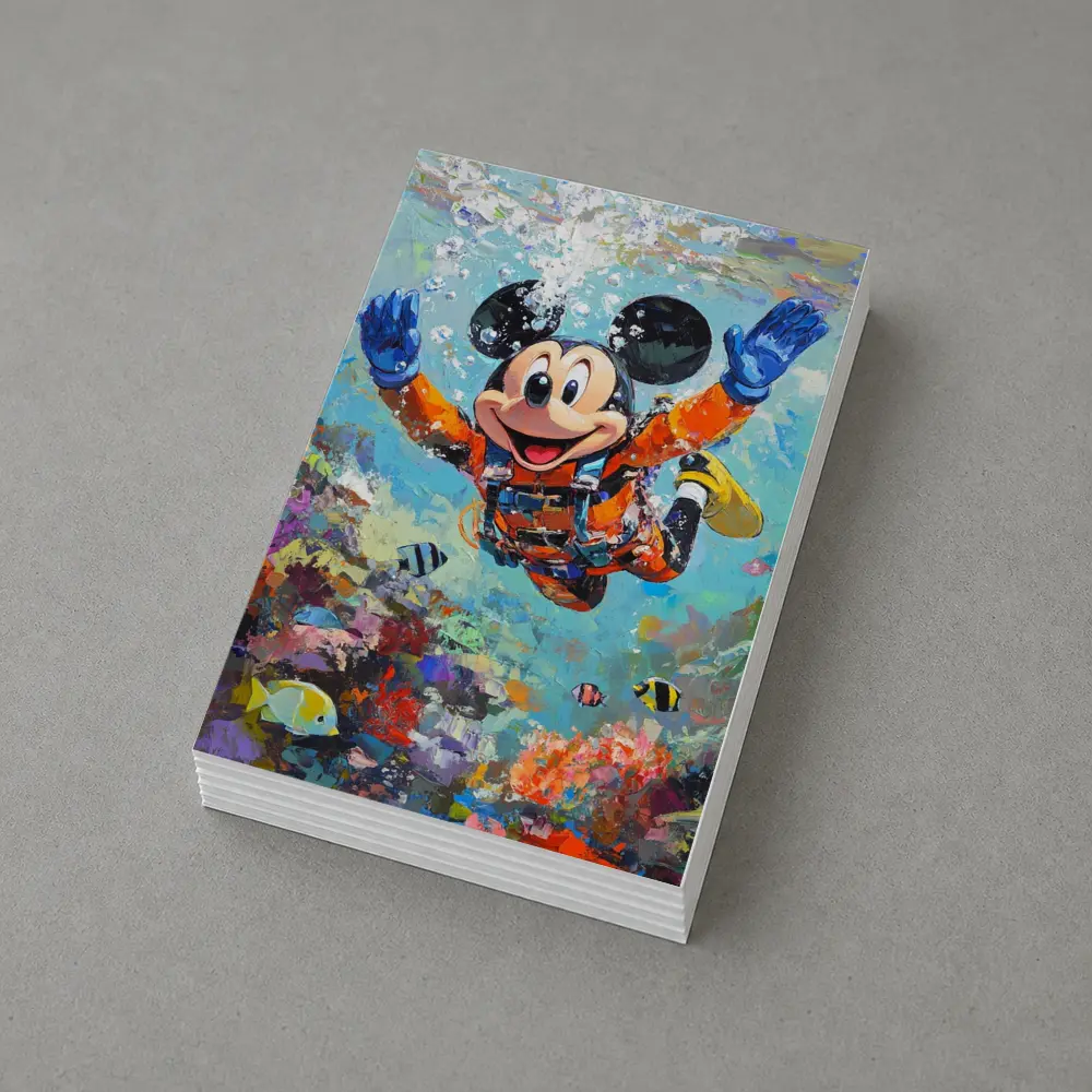 Mickey Mouse Scuba Diving Coral Reef Art – Postcards