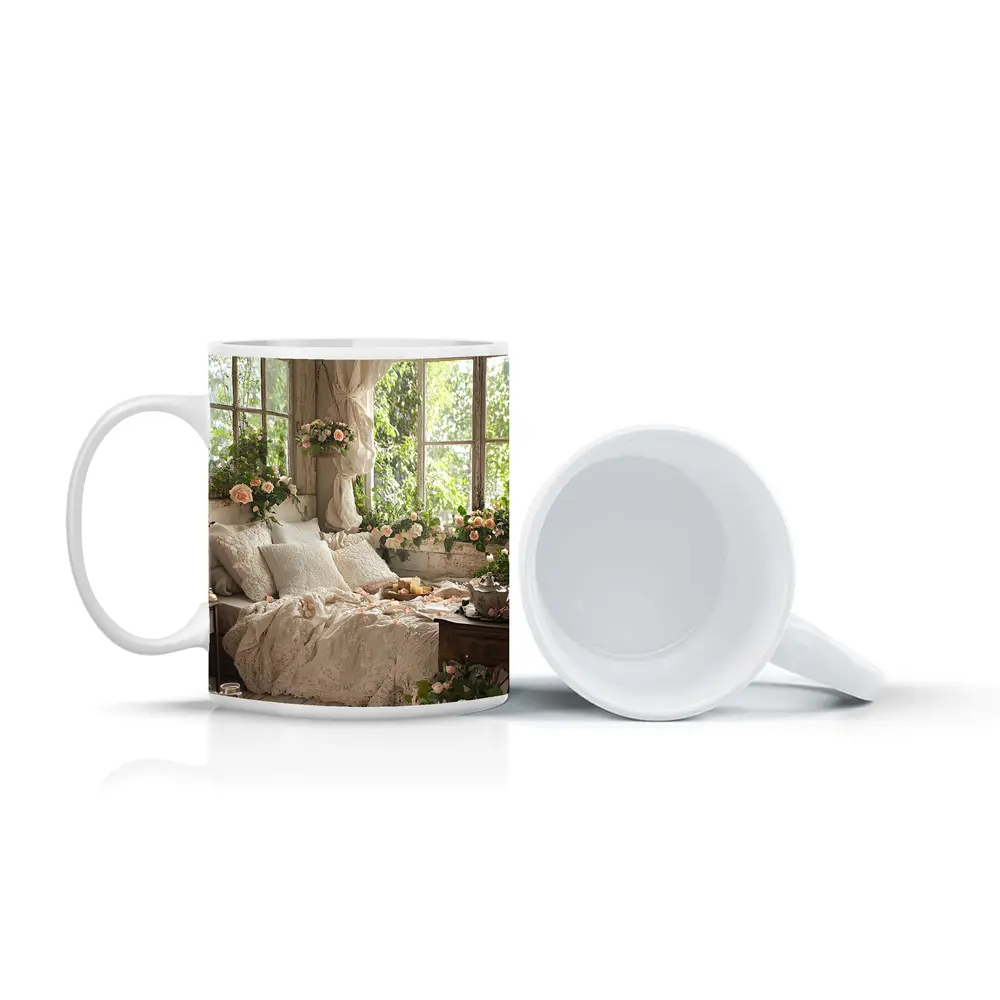 Cottagecore Bedroom Roses Lace Floral Interior – Mugs