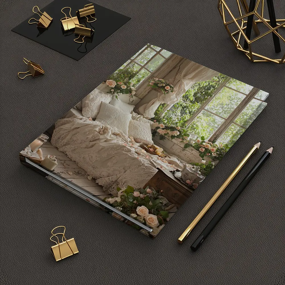 Cottagecore Bedroom Roses Lace Floral Interior – Notebooks