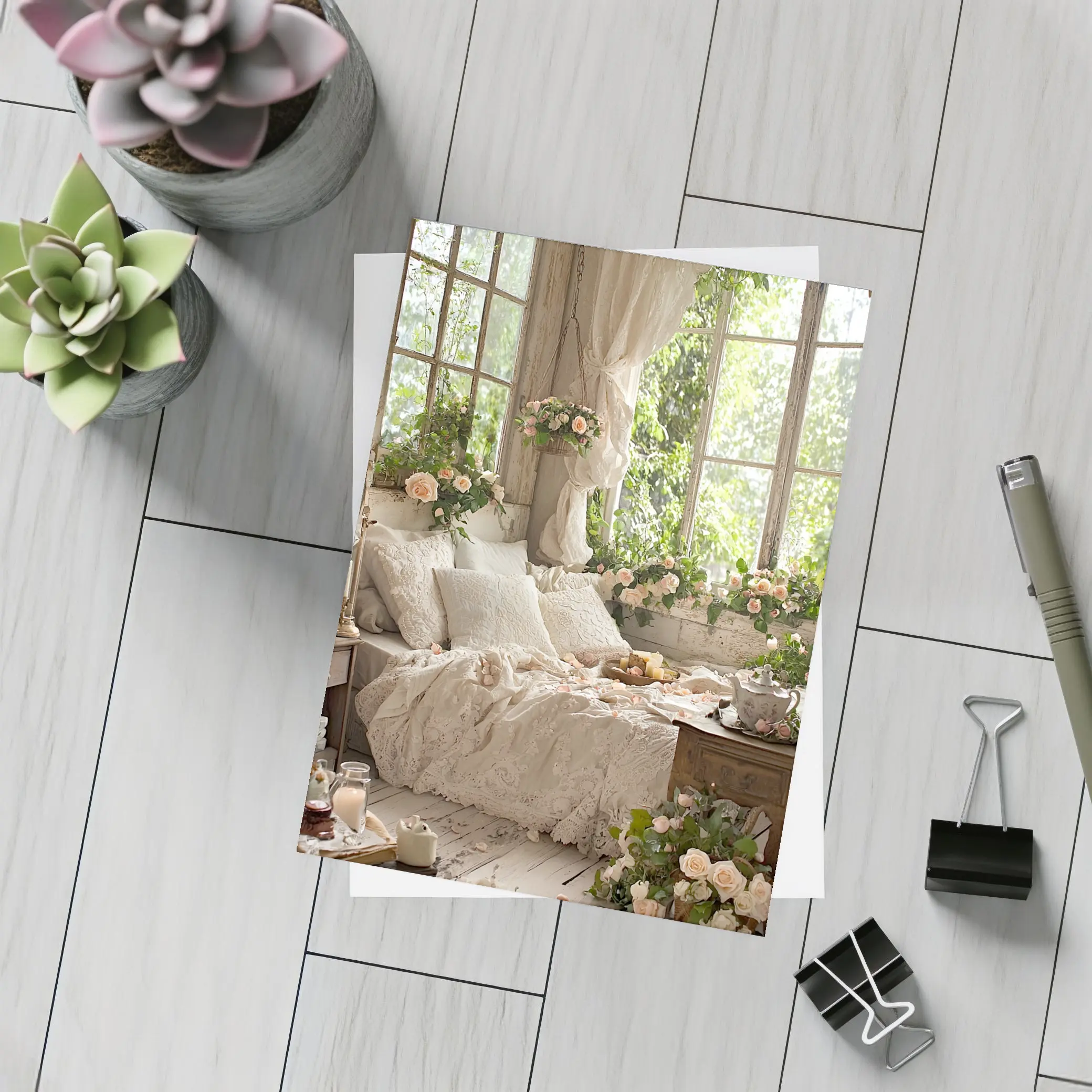 Cottagecore Bedroom Roses Lace Floral Interior – Postcards