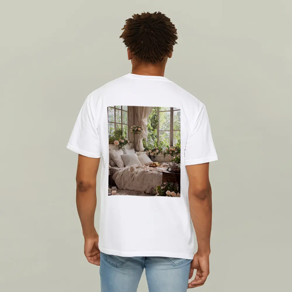 Cottagecore Bedroom Roses Lace Floral Interior – T-Shirts