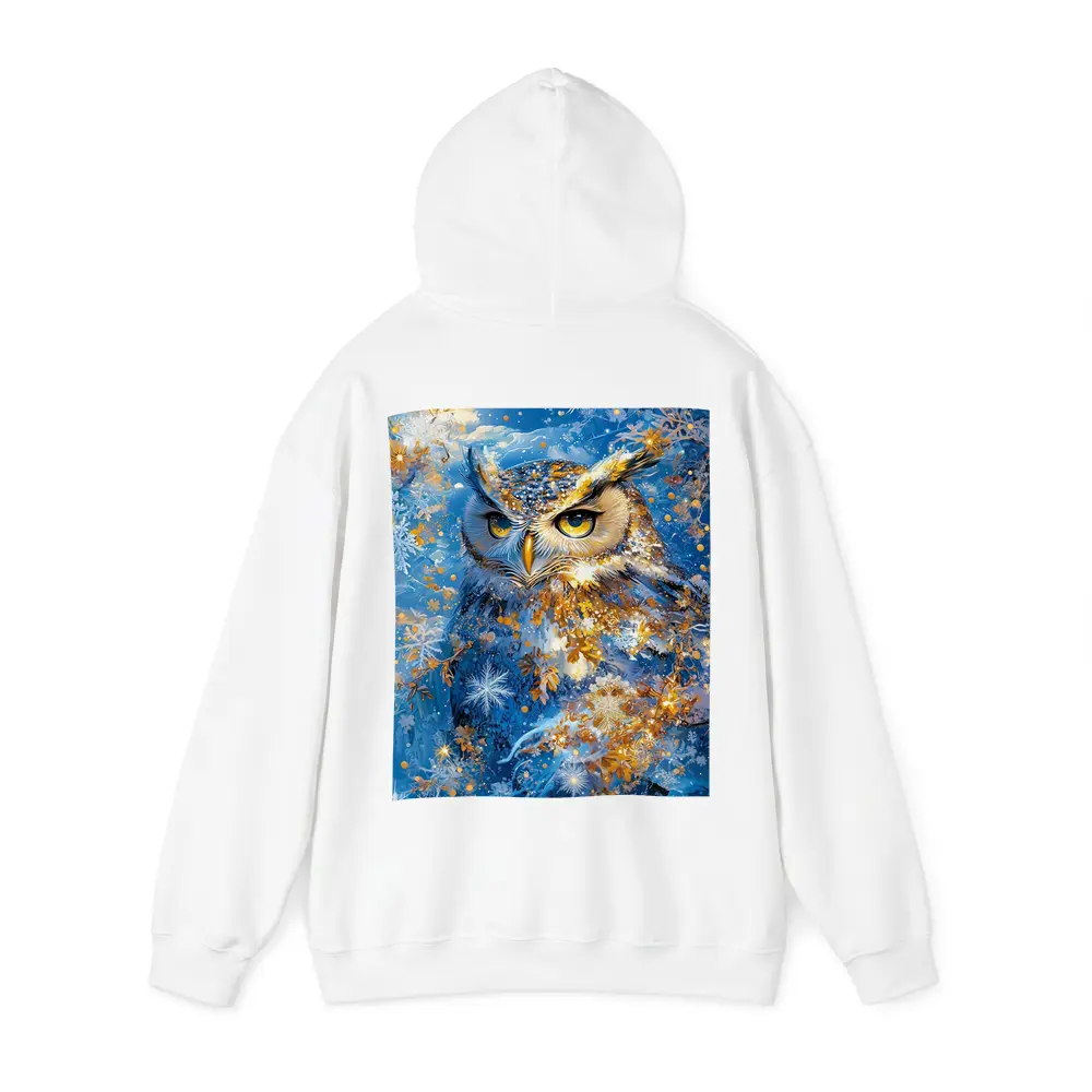 Great Horned Owl Blue Winter Snowflake Art – Hoodies