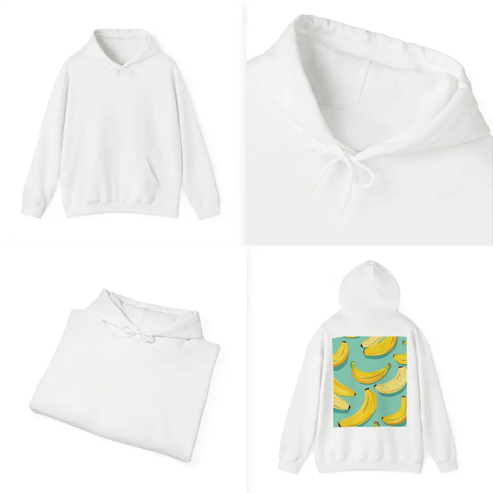 Yellow Bananas Pattern On Teal Background – Hoodies