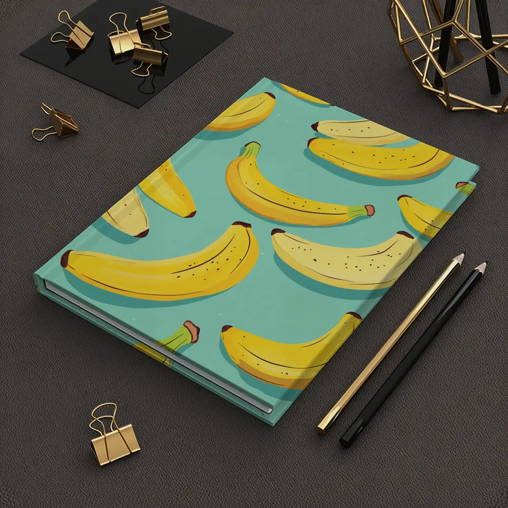 Yellow Bananas Pattern On Teal Background – Notebooks