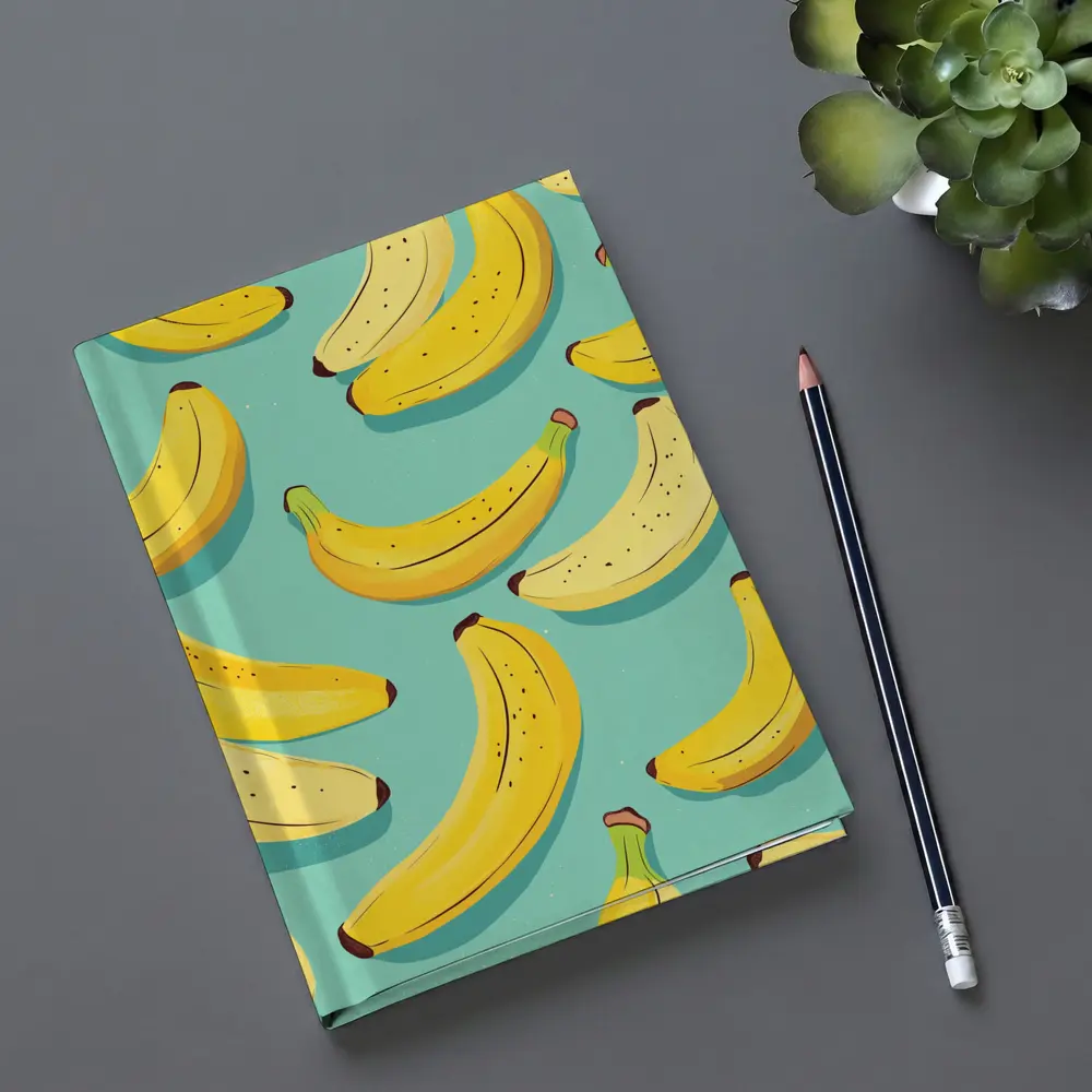 Yellow Bananas Pattern On Teal Background – Notebooks