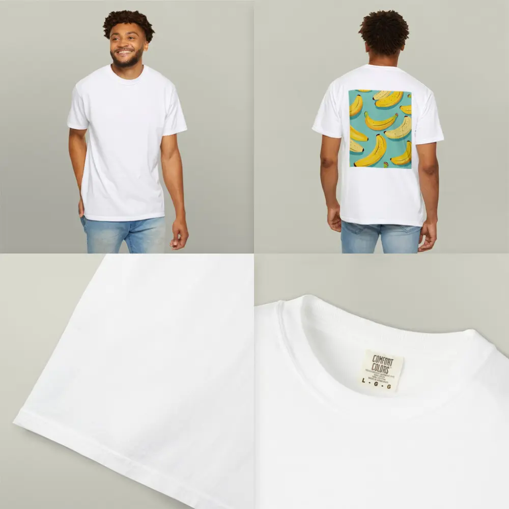 Yellow Bananas Pattern On Teal Background – T-Shirts